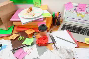 a messy work desk